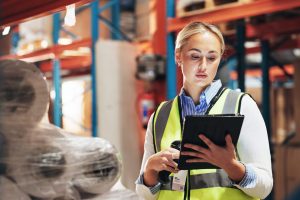 Woman,,Inventory,And,Stock,With,Tablet,In,Logistics,For,Quality
